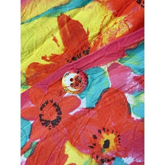 Vintage Jams World Fire Daisy Hawaiian Button Up Shirt Floral Mens Size XL - Picture 5 of 10